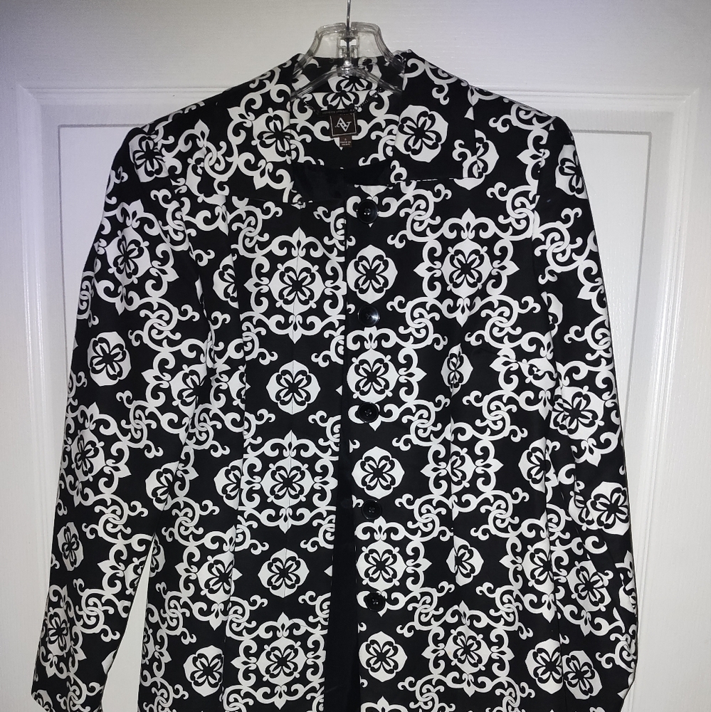 Elegant Black and White Pea Coat